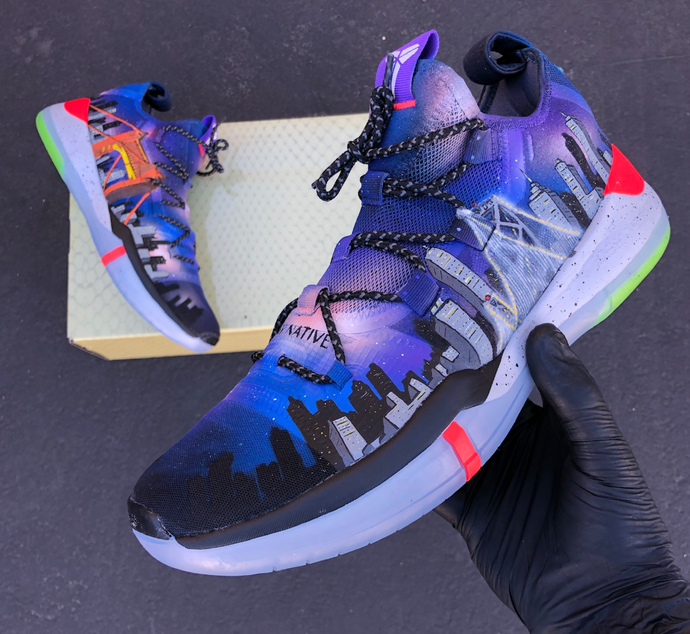 Bay Area Custom Painted Kobes Basketball Shoes !