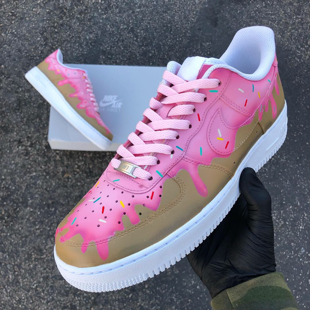 Pink Sprinkle Donut- Custom Nike Air Force 1's – B Street Shoes