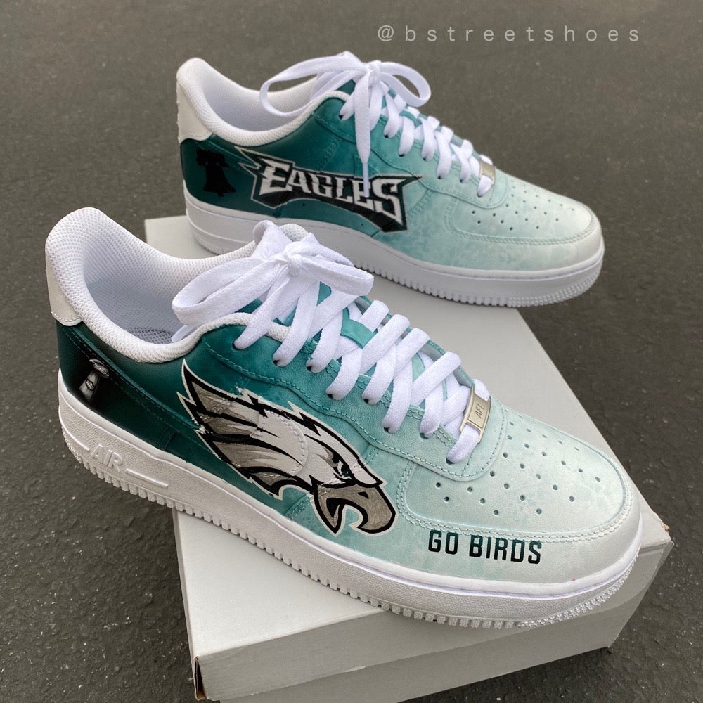 Custom Hand Painted Football Eagles Theme Nike Air Force 1 – B Street Shoes