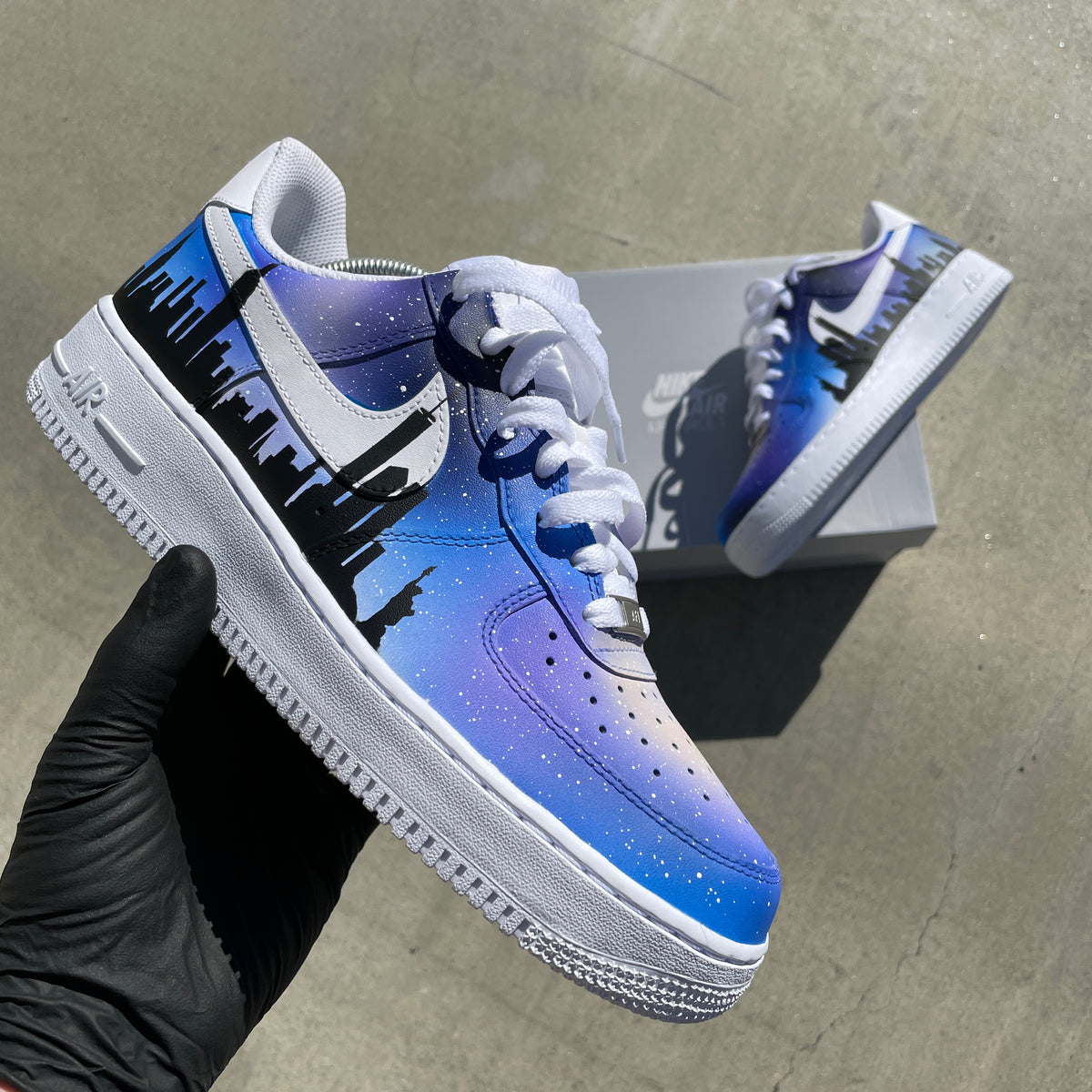 Custom Air Force 1 Cartoon Shoes Hand Painted Black and Grey