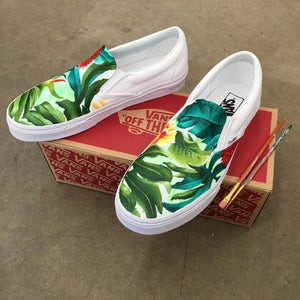 custom painted tropical floral vans shoes