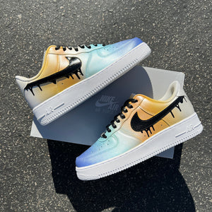 Custom Hand Painted Ombre Gradient Swoosh Drip Nike Air Force 1