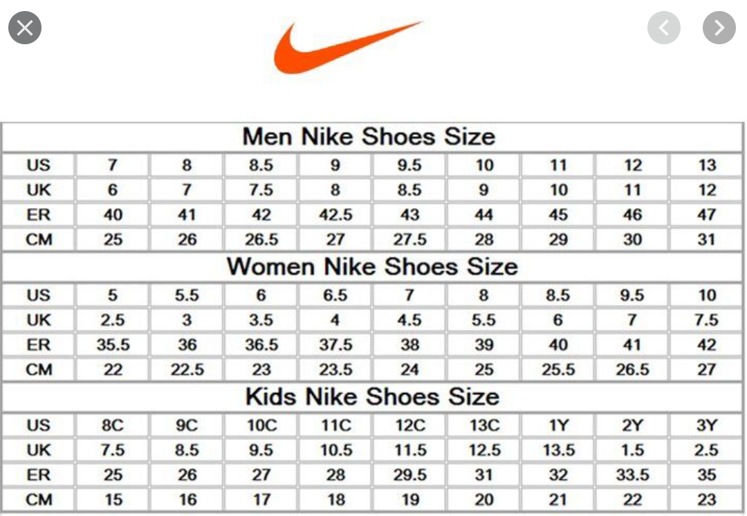 Nike eu us size chart hotsell