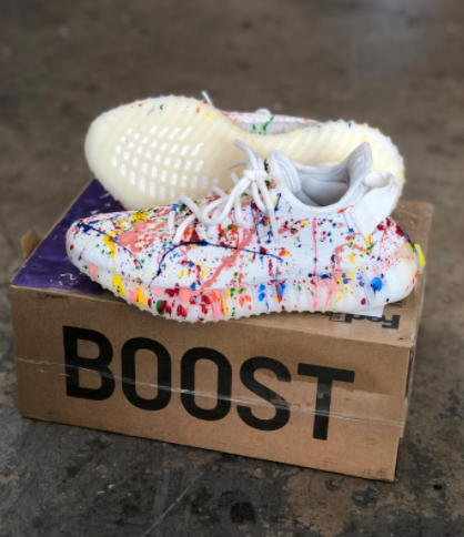 Custom Hand Painted Made To Order Adidas Yeezy Boost 350 V2 Cream/Triple  White Shoes (Men/Women)