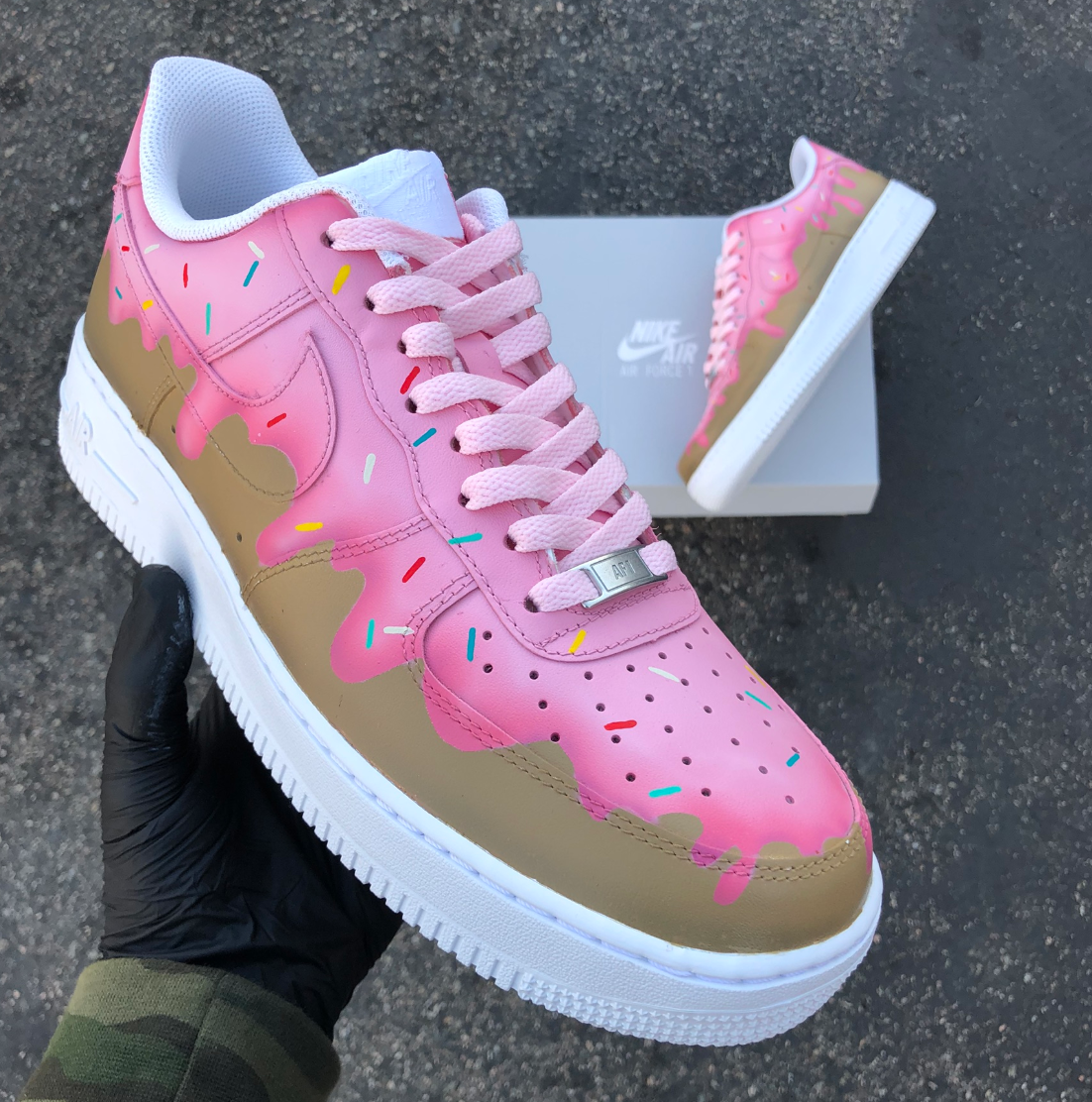 Nike Air Force 1 Low White Custom paint shoes (Red Pink)