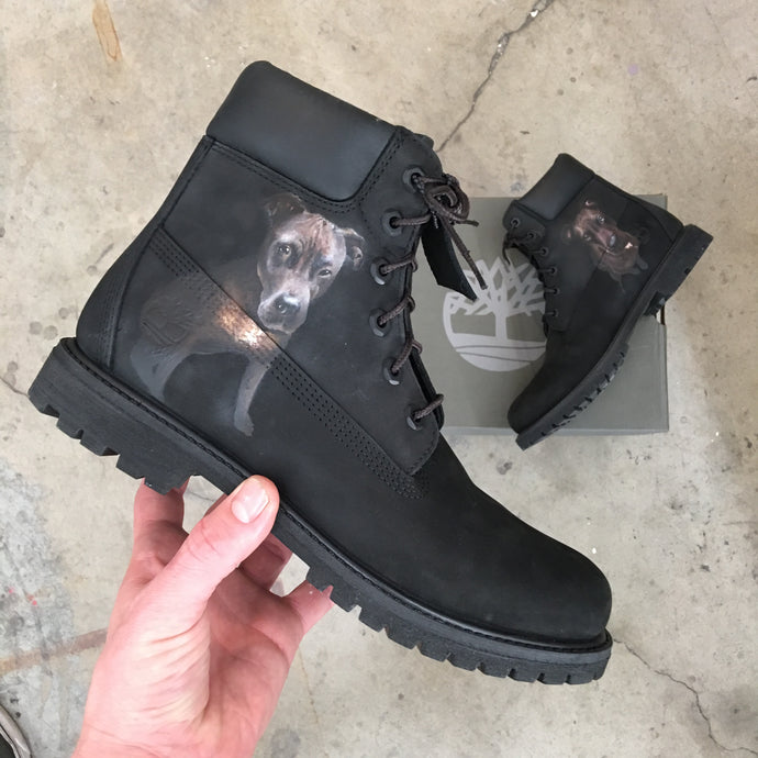 Your Favorite Pooch on Your Favorite Boots - Custom Hand Painted Pet Portraits on Timberland Boots