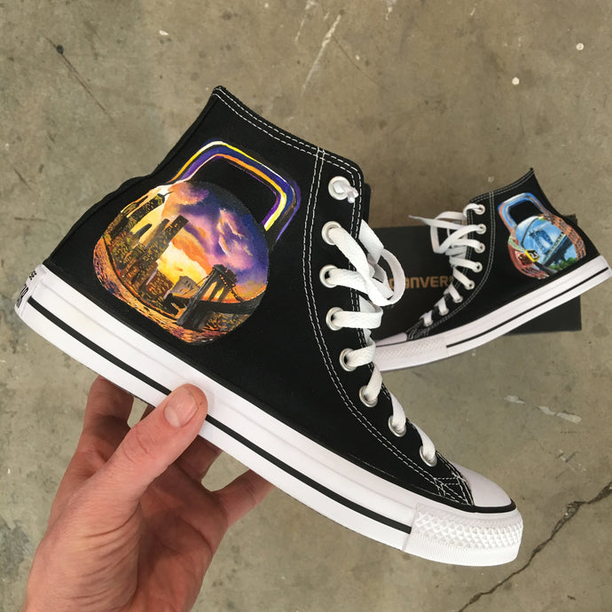 New York Kettlebells For The One And Only Kenny Santucci! - Custom Hand Painted Converse High Tops