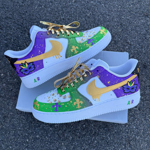 mardi gras nike air force 1 custom painted shoe