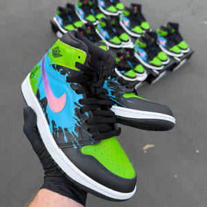 Custom Painted Jordans for Team Green Kawasaki