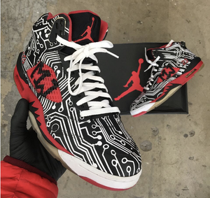 Custom Painted Circuit Board Nike Jordan 5's