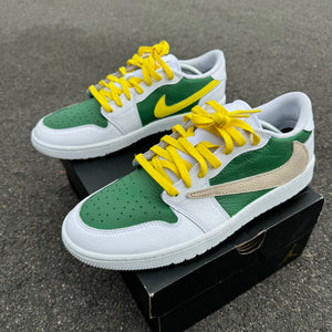 Jordan Retro 1 Low Travis Scott Reverse Swoosh Custom Masters Theme Golf Shoes