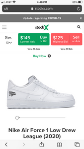 White Nike AF1s - Womens 9 - Custom Order - Invoice 1 of 2 – B Street Shoes