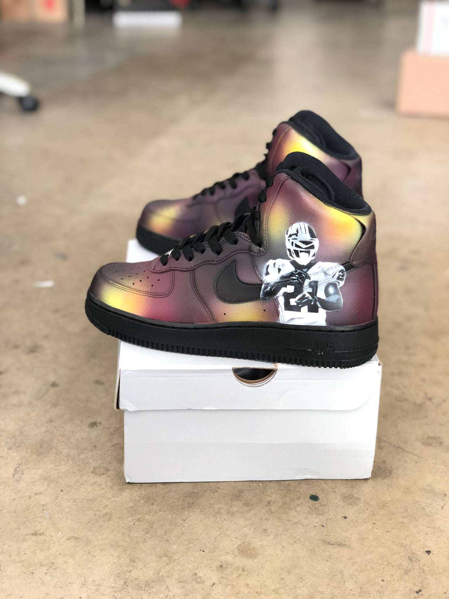 2 Pairs of Custom Painted Nike AF1 Highs Men s 9 and Men s 8 Redsk B Street Shoes