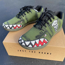 Custom Painted Army Green Warhead Bomber Shark Skull NOBULL Trainers