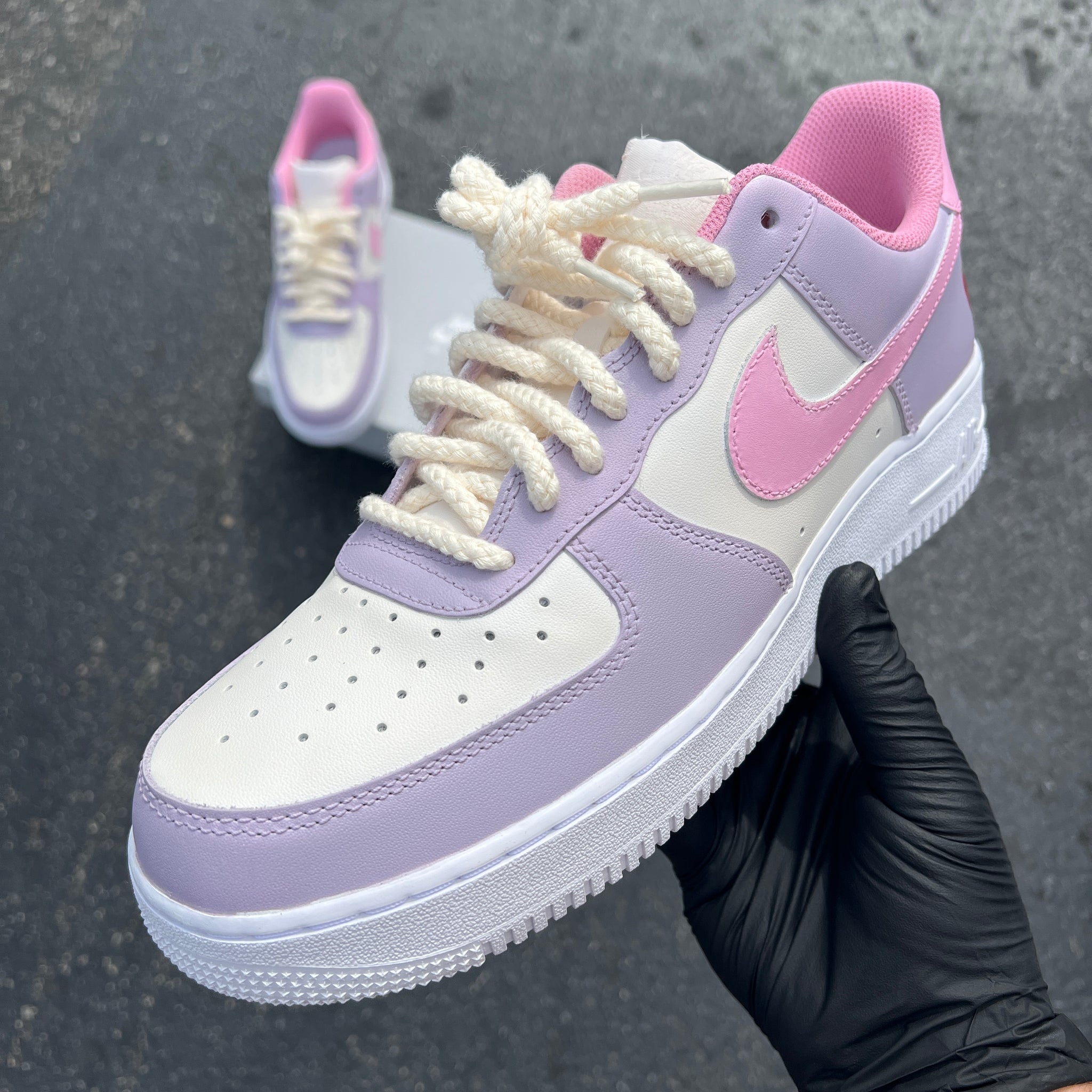 Custom Nike Air Force Ones Light Gray Custom AF1 Mid Custom Painted Shoes  for Men and Women 