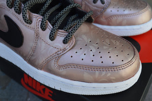 Custom Nike Rose Gold Jordan Retro 1 Low OG Sneakers - Hand Painted