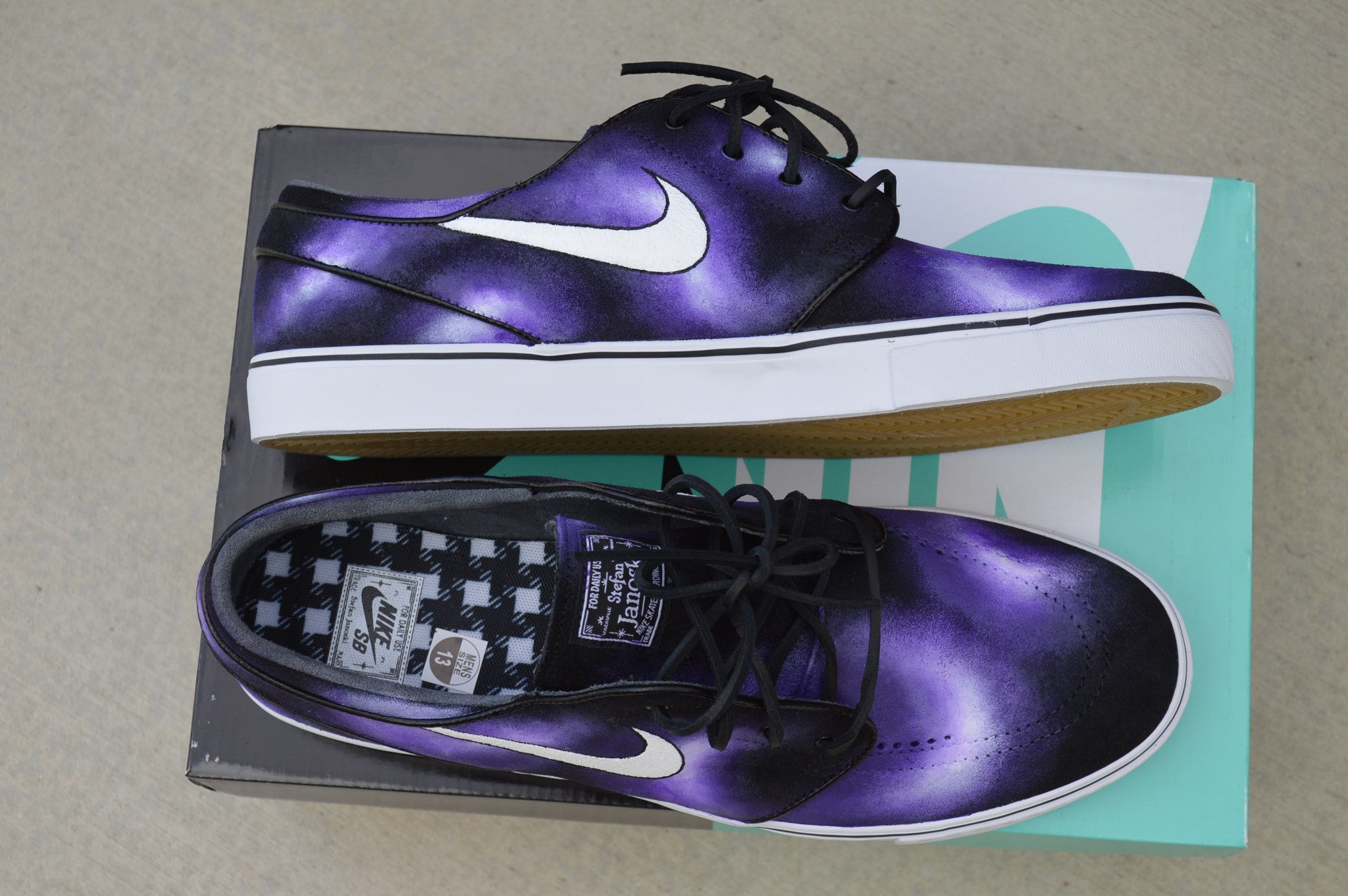 Custom Hand Purple Smoke Nike SB Janoski Shoes – B Street Shoes