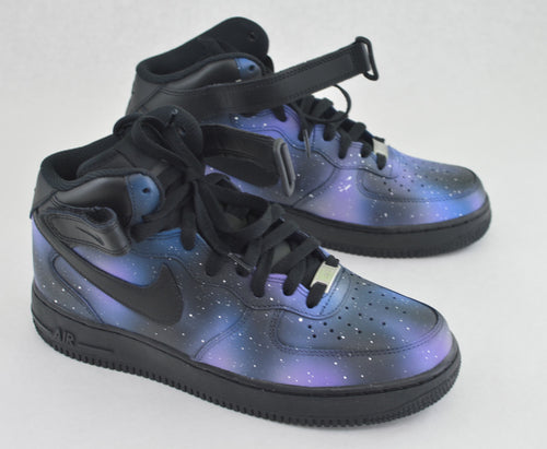 Lakers themed galaxy customs  Nike air shoes, Custom nike shoes, Nike  shoes air force