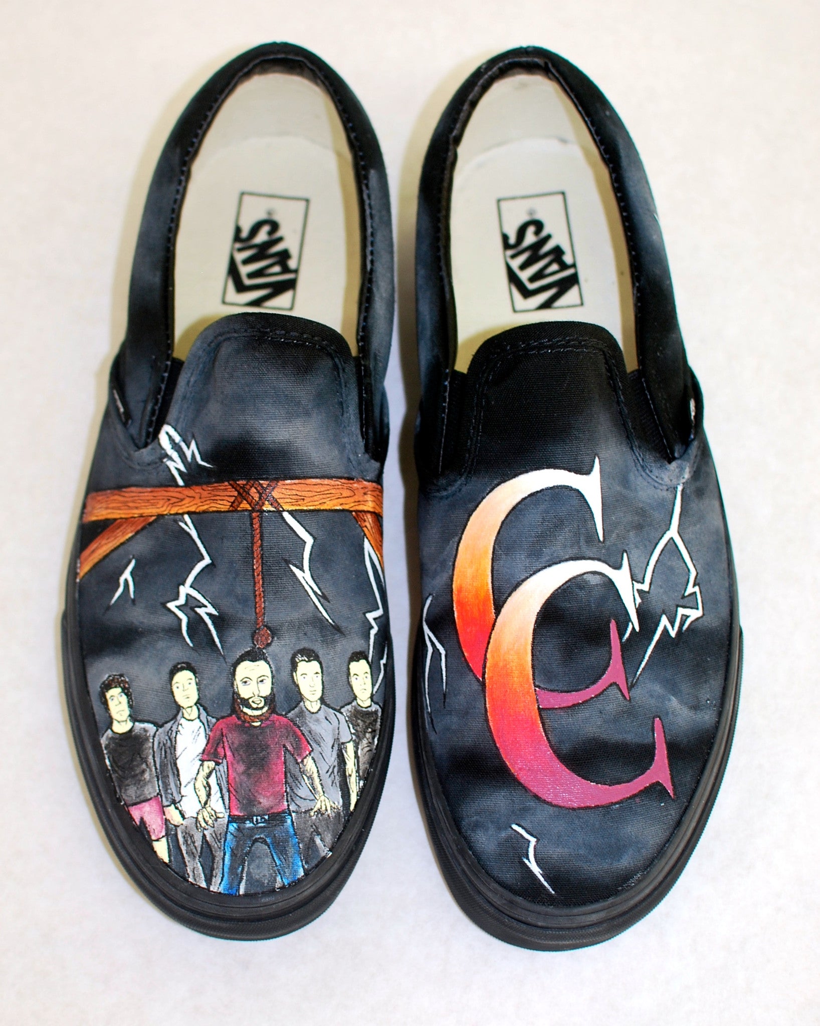 A Day To Remember - Hand Painted Common Courtesy Vans Slip Ons – B ...