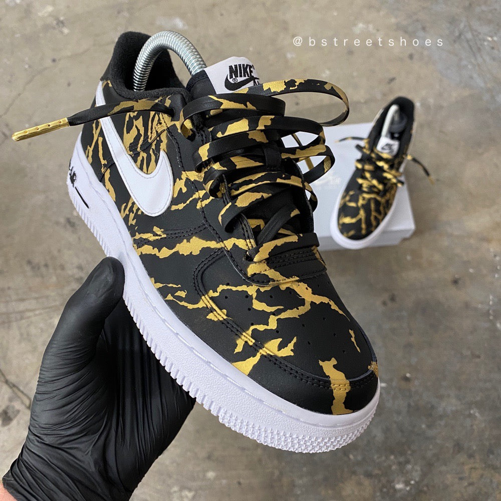 Nike, Shoes, Custom Gold Hand Painted Huaraches