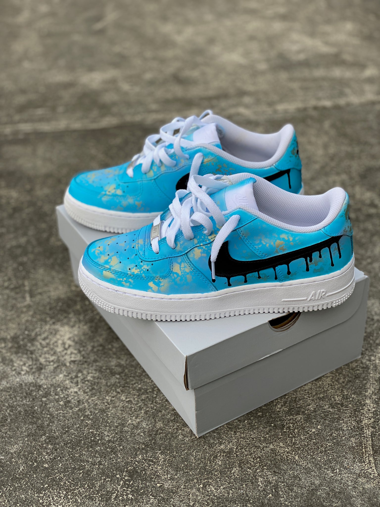 Custom Nike Air Force One 1 Drip Drippy Oreo Speckled Sneakers