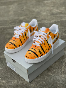 Custom Hand Painted Orange Tiger Stripe Nike Air Force 1