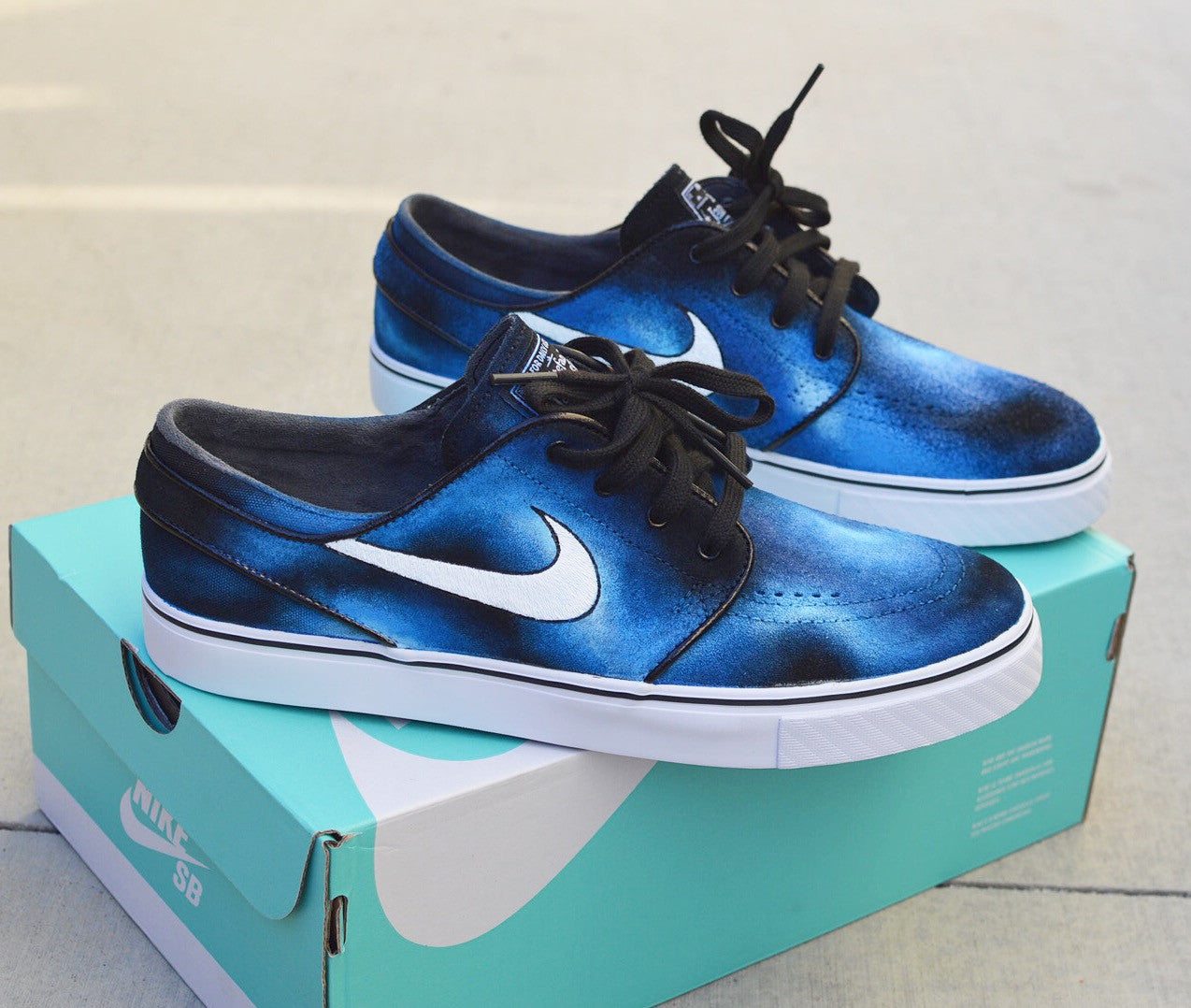 painted Blue Smoke Nike Stefan Skate Shoes – B Street Shoes