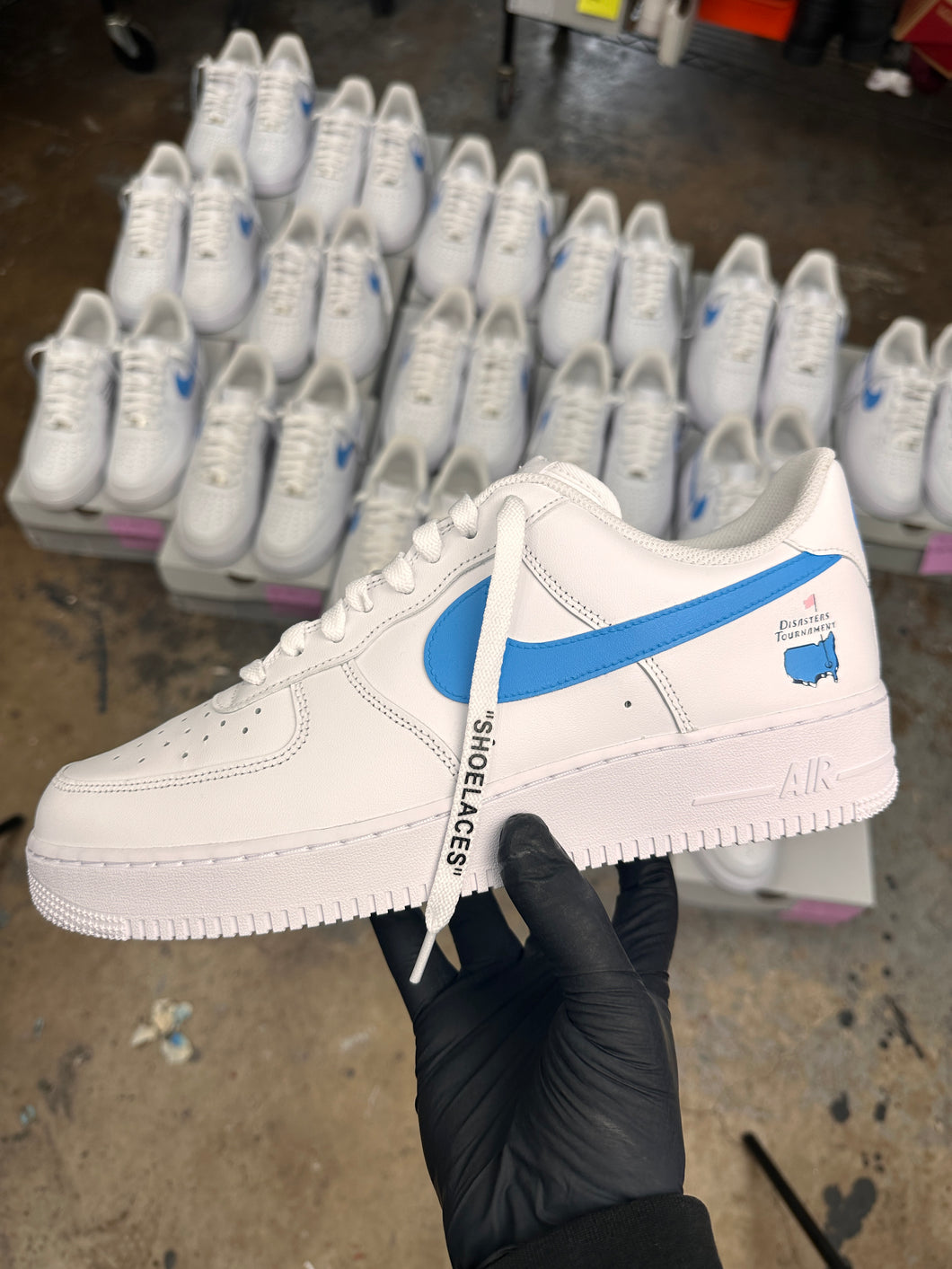 Custom Sneakers Nike Air Force 1 Bright Blue Swooshes Af1 