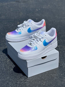 Custom Hand Painted Ombre Gradient White Nike Air Force 1