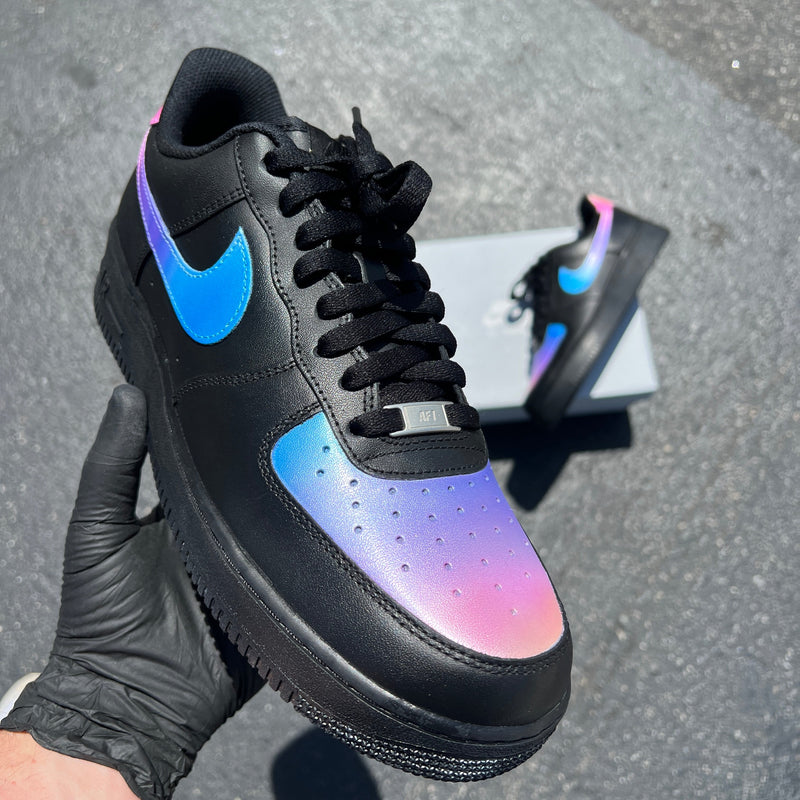 NIKE AIR FORCE 1 BLACK ヒステリックグラマー カスタム Custom Nike Air Force 1 Black Shoes Gradient Yellow Fade