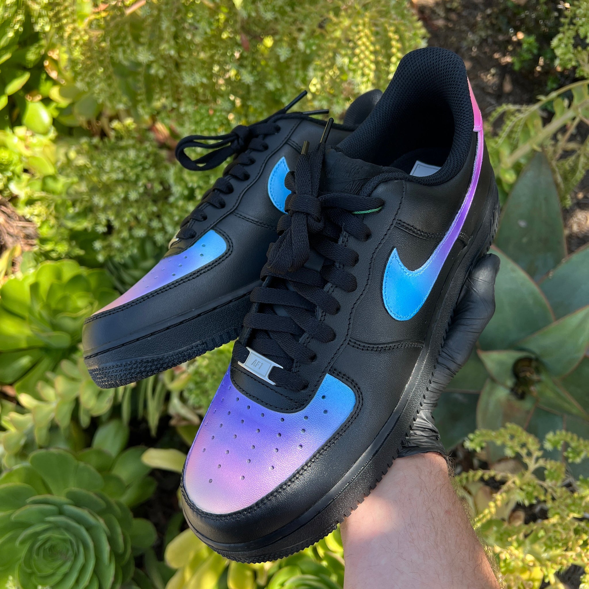 fout weten Agrarisch Custom Hand Painted Ombre Gradient Black Nike Air Force 1 – B Street Shoes