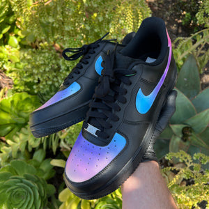 Custom Hand Painted Ombre Gradient Black Nike Air Force 1