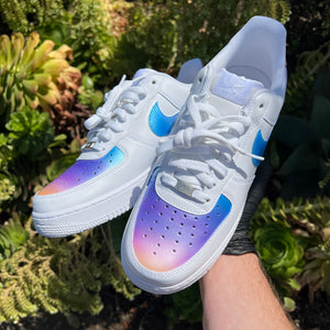 Custom Hand Painted Ombre Gradient White Nike Air Force 1