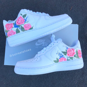 Custom Hand Painted Floral Nike Air Force 1's Blue 