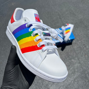 Custom Hand Painted Rainbow Pride Flag Adidas Stan Smiths