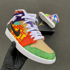 Custom Hand Painted Nike "What the dunk" Air Jordan Mid