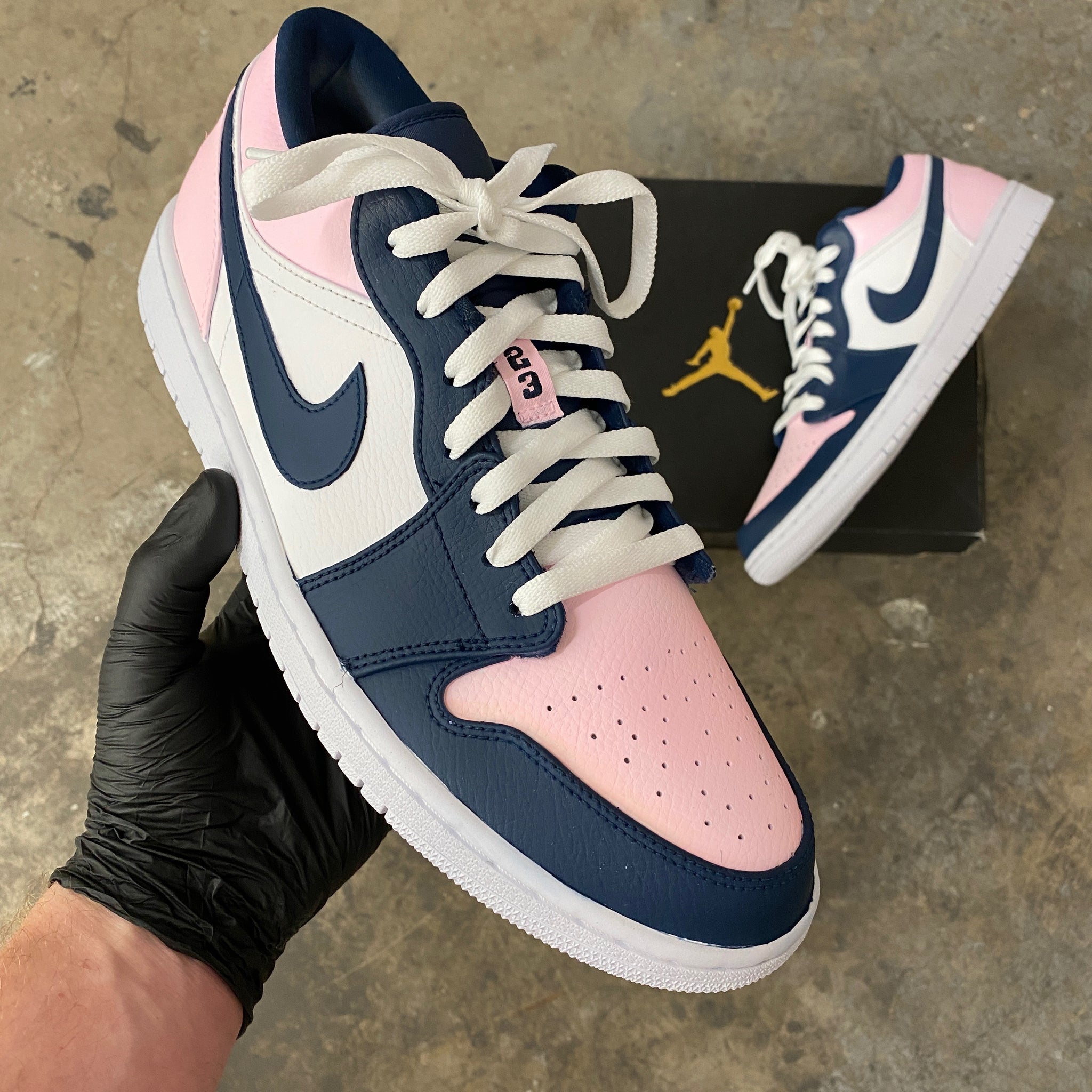 Custom Colorway Nike Pink and Navy Air Jordan Low – B Street Shoes