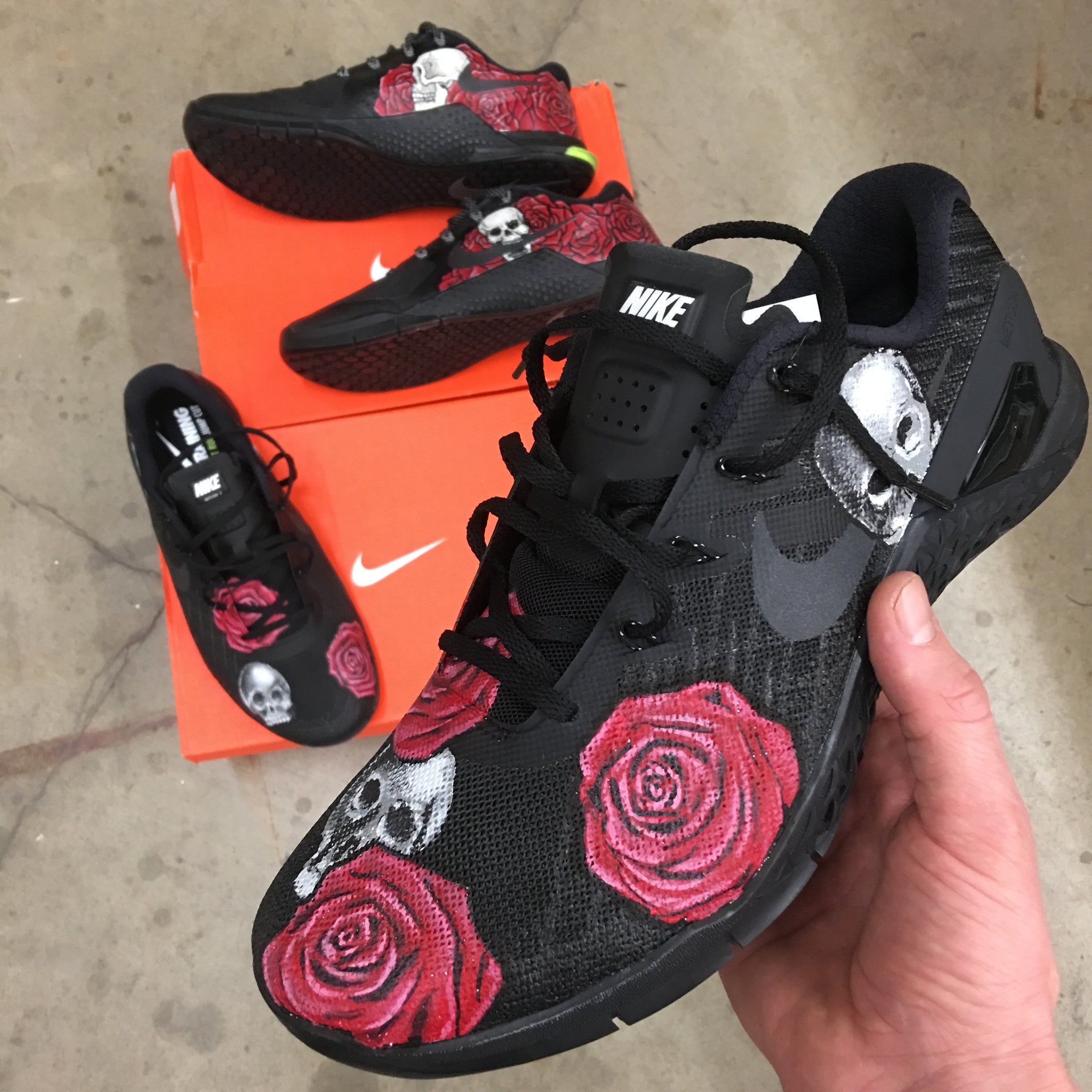 Custom Hand Painted & Rose Nike Metcon Crossfit Shoe – B Street Shoes