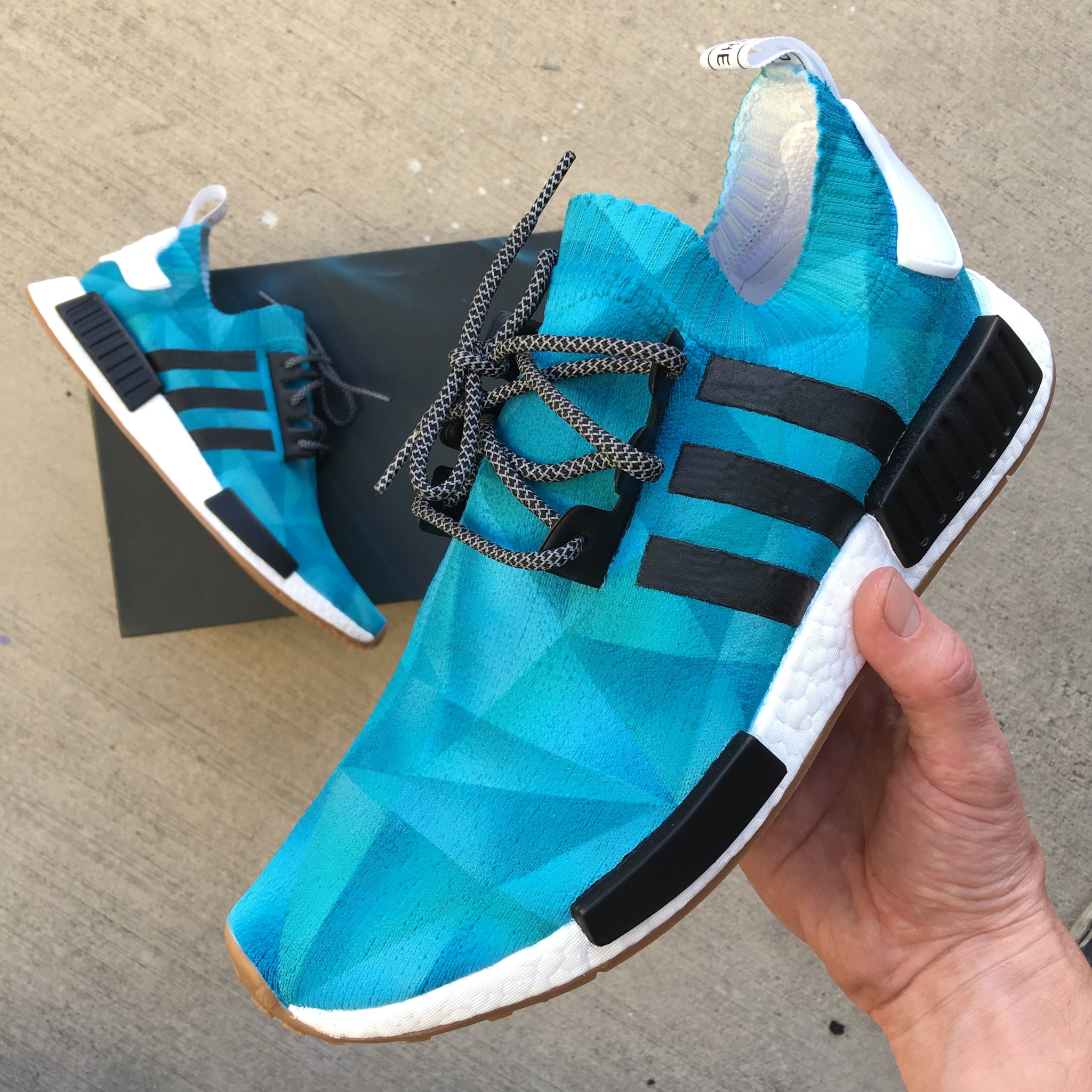 Custom Painted Monochromatic Adidas Sneakers Street Shoes