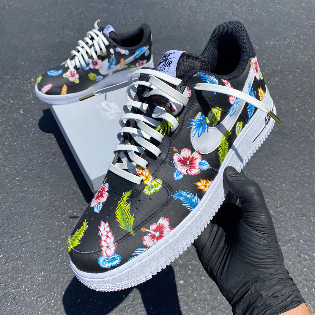 Custom Hand Painted Tropical Palm White Nike Air Force 1 Low – B Street  Shoes