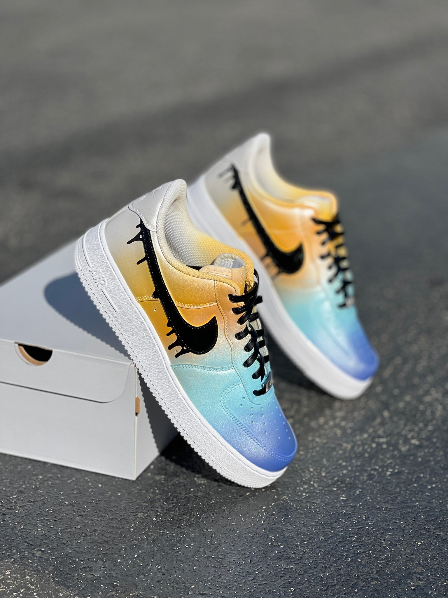 Custom Hand Painted Ombre Gradient Swoosh Drip Nike Air Force 1 – B Street  Shoes