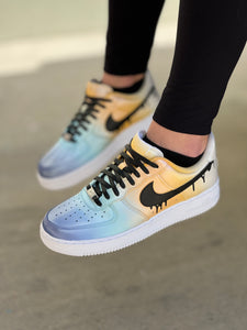 B STREET x NTWRK Custom Hand Painted GLACIAL MELT OMBRE AF1s