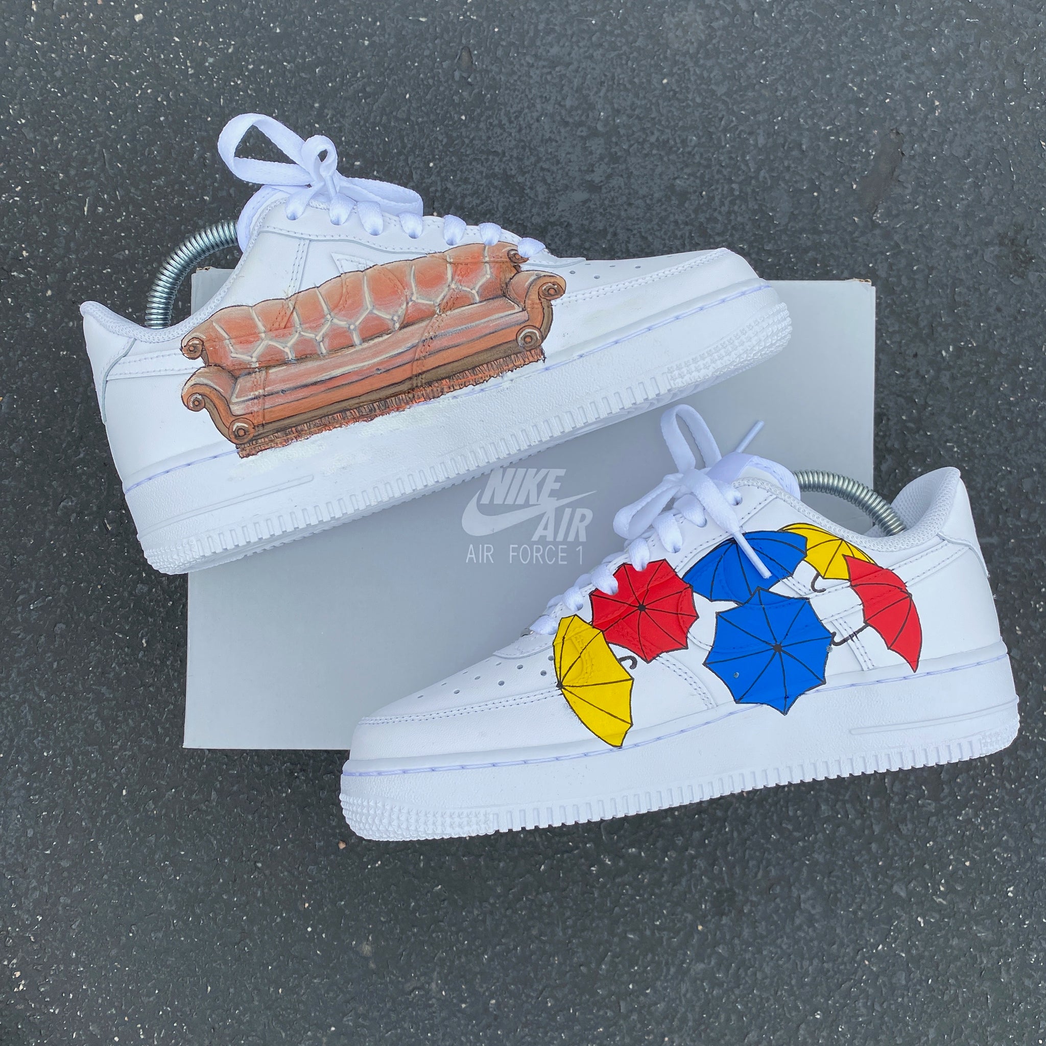 Custom Hand Painted Friends Theme White Nike Air Force 1 Low â B Street Shoes