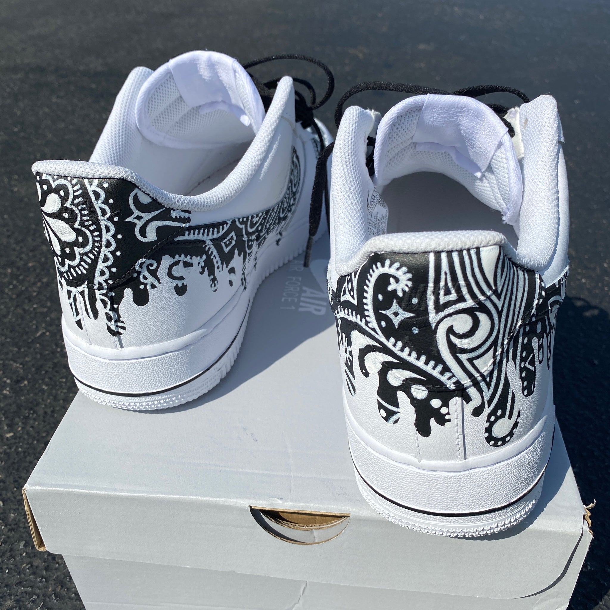 Black And White Air Force Custom Bandana Custom Shoes Air Force