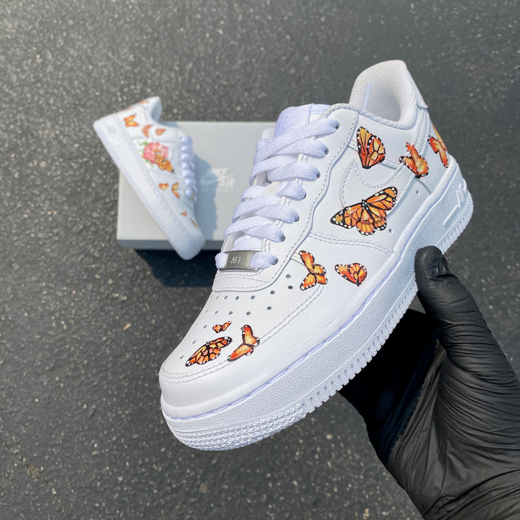 Custom Hand Painted Monarch Butterfly Nike Air Force Low – B