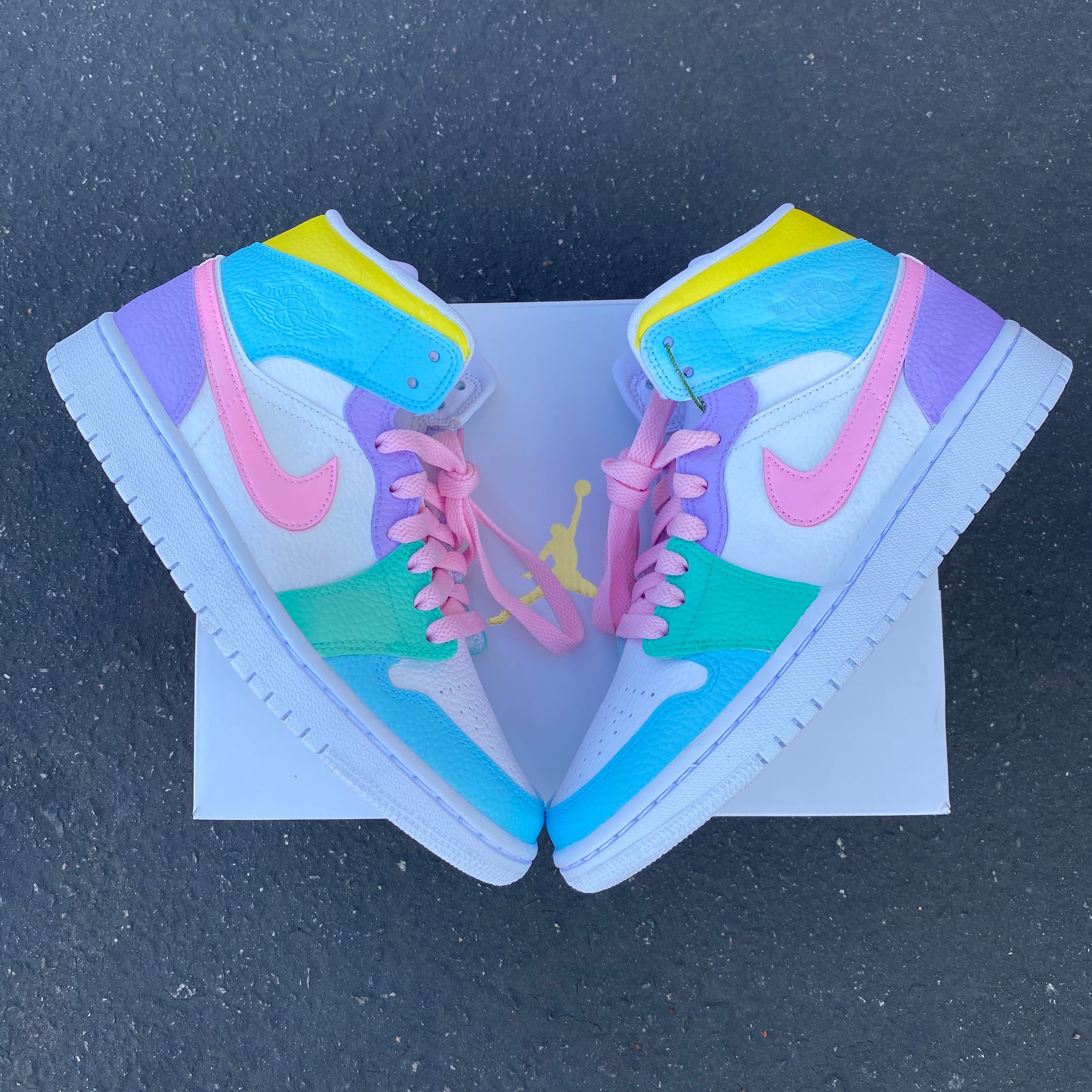 Rainbow Air Jordan Mid Custom Air Jordans Pastel