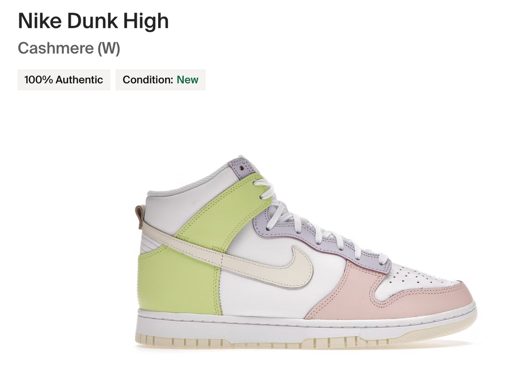 Nike Dunk High Cashmere - Womens 9 - Custom Order - Invoice Nike Dunk High Cashmere - Womens 9 - Custom Order - Invoice