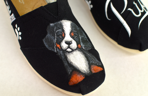 Puppy Dog Shoes, Hand Painted Shoes, Custom Toms