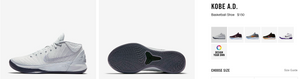 2 Pairs of US Mens Size 11 Nike Kobe A.D.'s White- Montauk- Custom Order