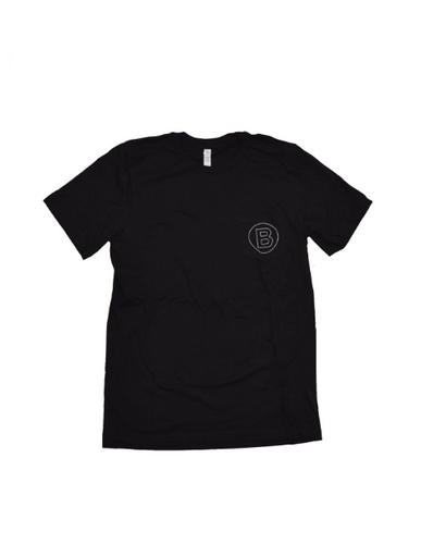 B Street Pocket Tee-Shirt- Black with Retro Logo- LIMITED QUANTITY & SIZING